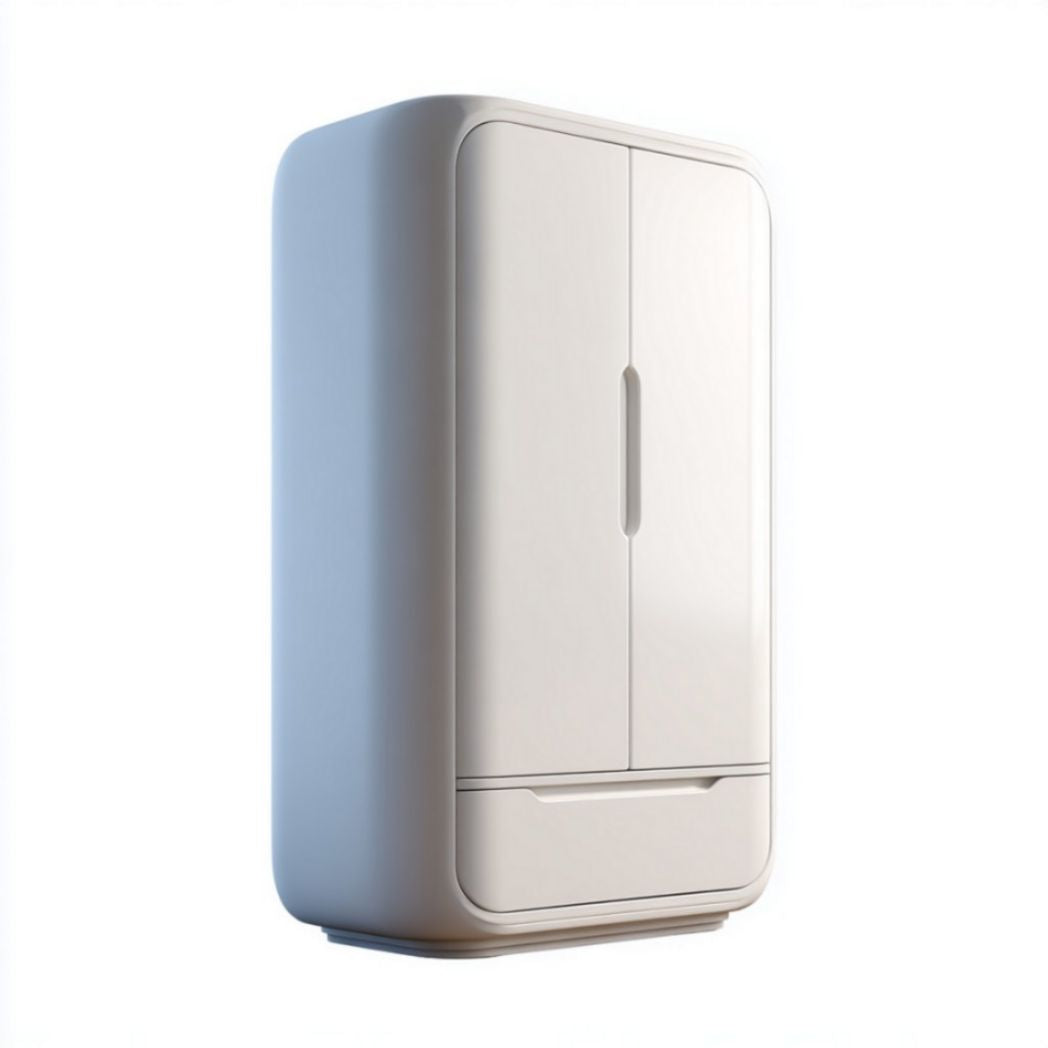 Armadio Bianco Lucido a Due Ante con Cassetto Inferiore