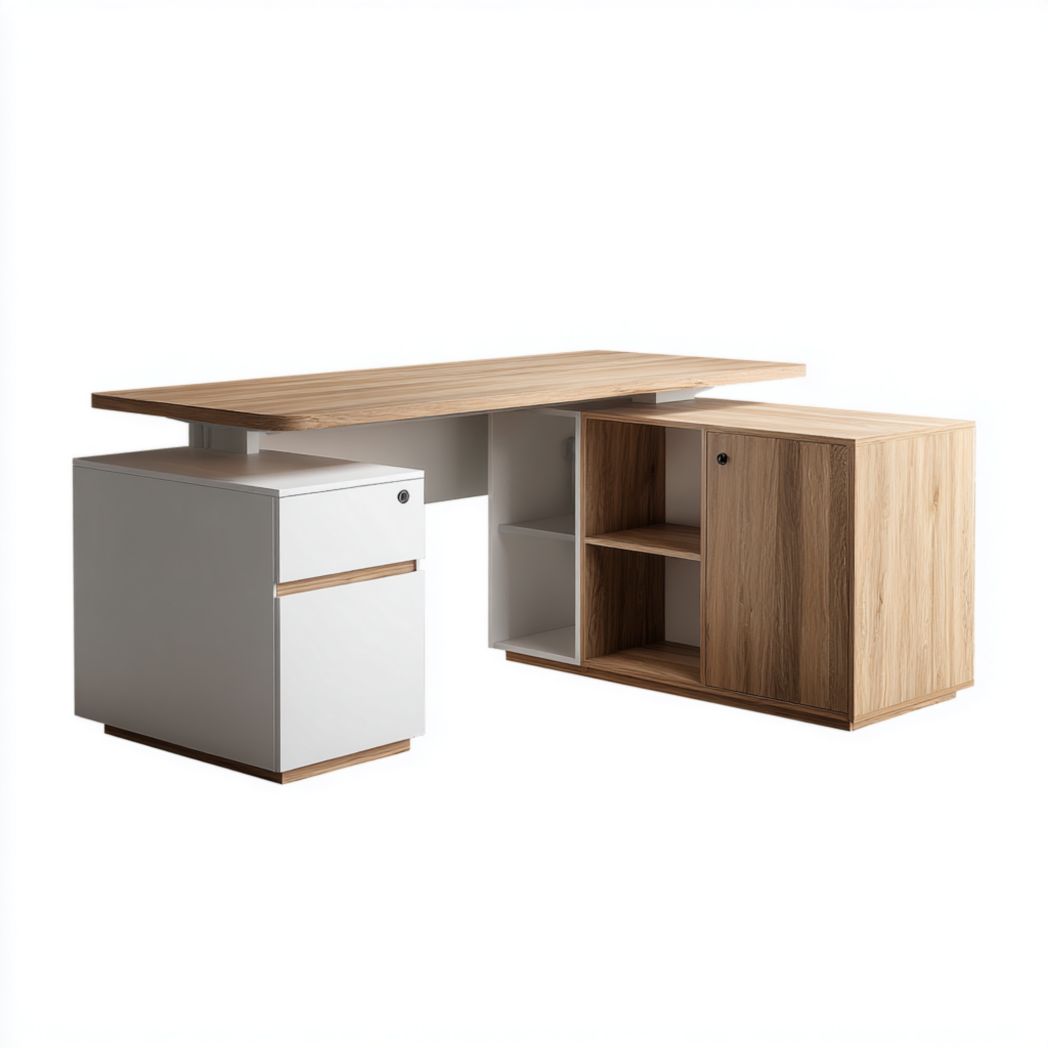Scrivania da Ufficio con Mobile di Supporto in Legno e Laminato
