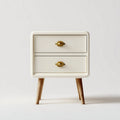 Comodino con due cassetti e gambe in legno